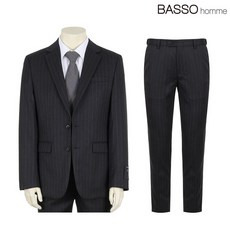 바쏘옴므 남성 정장세트 클레오스 울 블렌디드 슬림핏 스트라이프 수트 상하의 셋업 출근룩 하객룩