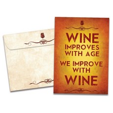 Tree-Free Greetings - 생일 카드 Artful Designs 1장 + 매칭 봉투 미국산 100% 재활용 종이 12.7 x 17.8cm(5 7인치) 콤부차 밀레니, Improved With Wine