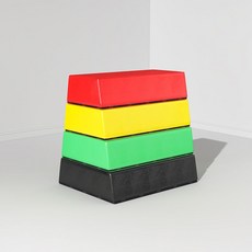 어린이 파쿠르 장비 조합 피트니스 훈련 감각 통합 교구 전체 세트 점프 상자 벽, 4섹션 점프 박스, 1개