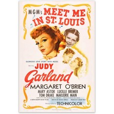 미트 미 인 세인트루이스 빈티지 영화 포스터 – 1944 뮤지컬 아트 프린트 레트로 벽 장식 15x22인치, 7.5x11"