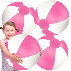 Whaline 3피스 공기 주입식 비치 볼 40.6cm(16인치) 원형 수영장 PVC 공 귀여운 게임 장난감 여름 하와이 열대 테마 해변 파티 장식용 (블랙 그레이) 14723, 핑크