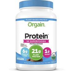 Orgain 蛋白質50超級食物粉 奶油巧克力軟糖口味, 916.3克, 1個, 916.3克