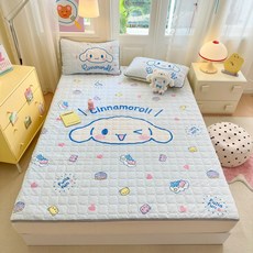 산리오 겨울용 극세사 고정밴드형 침대 패드 베개커버 세트 시나모롤 포차코 헬로키티 쿠로미