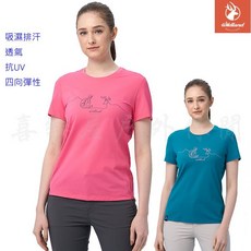 WILDLAND 荒野女超輕印花吸排圓領機能衣T恤