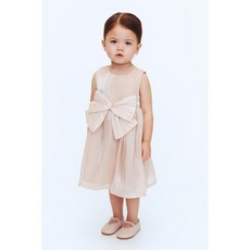 H&M 브랜드관 리본 디테일 오간자 드레스 라이트 더스티 핑크 1242636003