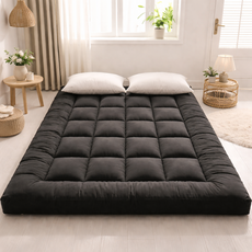 MIFAN 사계절 침대 토퍼 푹신한 접이식 바닥 토퍼 매트리스, 블랙