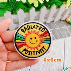 皮卡布 i9 椰子樹錄音帶太陽徽章布章臂章燙刺繡燙布貼，輕鬆打造個性風格, 太陽,513L貼紙