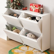 兒童玩具收納櫃，多層翻蓋滑輪設計，環保材質大容量，兒童房玩具收納整理, White, 1個