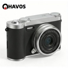 Havos 카메라 캠핑촬영 데일리아카이빙 브이로그 촬영용 고화질화면 가성비 입문용 디지털빈티지소형미러리스 1080P, 검은색