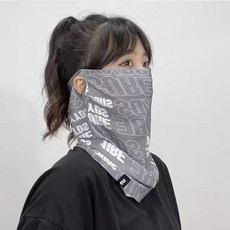 透氣防曬面罩男女圍脖套子騎行戶外頭巾冰絲款釣魚夏季天面巾臉式, 1個, 潮流字母面罩【灰色】