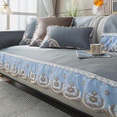 레이스 스커트 소파 쿠션 여름 아이스 실크 시원한 논슬립 시트 커버 천 매트, 색상: 1. A / 사양: P. 90x240cm