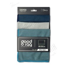 仙德曼 優纖抹布 3入組 - 極效吸水/無痕玻璃/切削除油 30x30cm, 1個, 玻璃抹布3入-藍