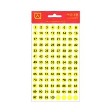 (세모네모) 1000 견출지(형광원형숫자) 10-321FY 7매 노랑/지름9 (1개)+그래Shop, 빠른배송