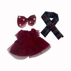 Wovglap Labub 인형 옷 La Bubu 키체인 인형용 귀여운 의상 카와이 드레스 업 의류 17cm 라부부스 생일 선물(인형 없음)(블루) 216952 82365330, 레드 1