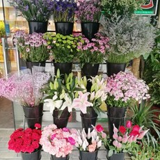 계단식 꽃 진열대 화분 테라스 화이트 선반대 매대 인테리어, K. 검정색 랙 4단 배럴 없음