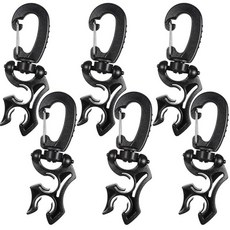 Weewooday 다이빙 호스 홀더 클립 스쿠버 액세서리 다이빙 더블 BCD 호스 클립 스노클링 액세서리용 스냅 후크 버클 포함 6개입(블랙), 6, 블랙