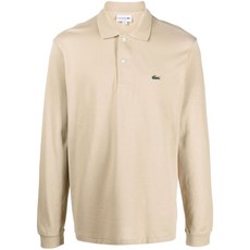 라코스테 로고 아플리케 긴소매 폴로 셔츠