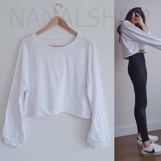 나날샵 오버핏 크롭 맨투맨 크롭티 운동복 상의 루즈핏 박스티 빅사이즈 여성의류 티셔츠 여성티셔츠 가을 긴팔티 츄리닝 세트 요가복 필라테스복 레깅스