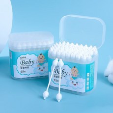 雪媚娘 嬰童專用棉簽 葫蘆頭設計 55支, 1個, 【雙頭葫蘆】-55支裝-1盒,無規格