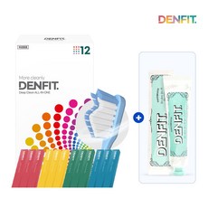 덴핏 딥클린 올인원 센서티브 칫솔 1박스(12개입) + 리프레쉬 쿨브리즈 고불소 대용량 치과 치약 1개(120g), 1세트