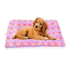 XZJMY 부드러운 강아지 고양이 침대 매트 소형 동물 귀여운 프린트가 있는 따뜻한 플러시 패드 소형 중형 대형견 고양이용 겨울 수면 침구 매트 (블루 74.5 x 54, 핑크