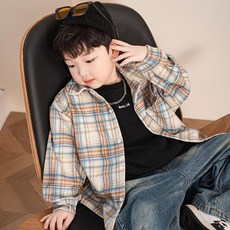 兒童格子襯衫男童春秋款男孩加絨 長袖襯衣學生休閒外套