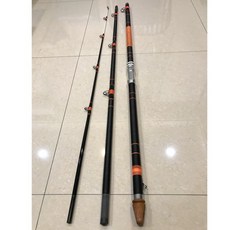 寸真 14尺 重磯放長線竿, 咖啡色,木柄