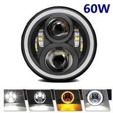 블랙크롬 모토 라이트 오토바이 전조등, 1개, 3. Black 60w, 기본