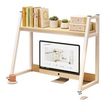 조절식 선반 안정형 정리 수납 장식장 책상위 사각형 랙 책꽂이 인테리어책꽂이 미니책꽂이, 3. 웜베이지+화이트 트리플 55CM