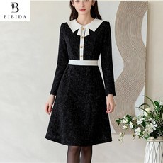 비비디아 여성용 리본 카라 트위드 미디 원피스 데이트룩 하객룩 데일리룩 5585