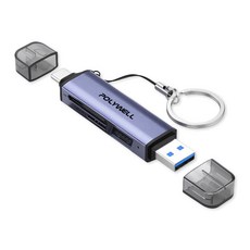 POLYWELL USB 適用多功能Type-C讀卡機, MA-221 三合一讀卡器, 如圖所示, 1個
