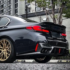 BMW 5시리즈 G30 F90 M5 18-22년형 고급 블랙 카본 룩 리어 스포일러 호환, 흰색