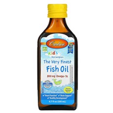 칼슨 유아 어린이 노르웨이산 피쉬오일 오메가3 레몬맛 200ml DHA EPA, 1개