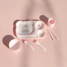 미니어처 인형의 집 다이닝 플레이트 그릇 컵 세트 미니 식기 OB11 BJD 액세서리 장난감 1/6 체중계, 01 mini model toy, 03 1 set color C