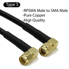 RG58 RP-SMA 여성 직각 연장 케이블 WiFi 네트워크 카드 용 구리 피더 와이어 라우터 안테나, 05 500cm, 07 Type 5