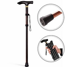 캔우드 초경량 접이식 미끄럼방지 어르신 효도 지팡이, 블랙, 1개