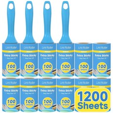 Swihauk 반려동물 털용 1200장 엑스트라 스티키 린트 롤러 인체 공학적 손잡이가 있는 의류용 쉬운 나선형 찢어짐 린트 롤러 가구 카펫 자동차 시트용 다용도 보풀