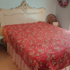 극세사 로즈밍크 침대 이불 스프레드 패드 슈퍼싱글 퀸 화이트 레드 머스타드