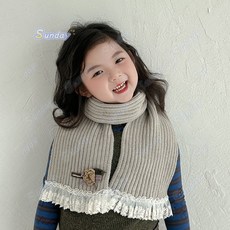 台灣出貨 【1-8歲】兒童秋冬針織圍巾女童保暖圍脖女孩寶寶花朵新款護頸披肩脖套