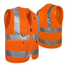 신호수 주황 망사 안전 조끼 ITV-58A 재귀 반사지 야광 고급 작업복