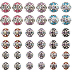 SUNNYCLUE 1박스 24피스 라운드 에나멜 비즈 라인스톤 디스코 볼 비즈 8mm 10mm 12mm 황동 플라워 캡 크리스탈 루즈 스페이서 주얼리 제작용 귀걸이 목걸이 팔찌