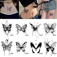 蝴蝶草本果汁紋身貼 防水女半永久 高級感草本貼紙 不反光, 1個, A769一張,草本果汁紋身貼【保持7-14天】