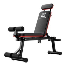 덤벨 의자 접이식 다리 이두근 헬스 홈트 고하중 훈련 보드, 고급 모델, 1개, 레드 블랙 발걸이 확장