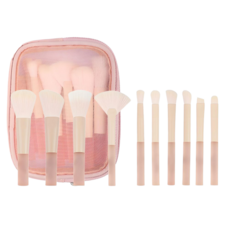 담담라이프 휴대용 미니 메이크업 브러쉬 10종 세트(파우치 포함), 1개, 핑크