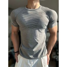 男款 短袖T恤 運動收口 鯊魚紋 速乾 訓練健身 彈力 修身上衣