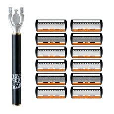 코코유 남성용 프리미엄 6중날 수동 면도기 TLO-02, 12개, Black, TYU