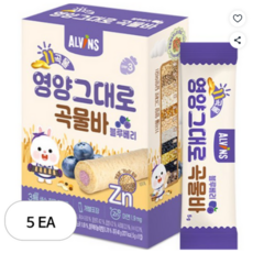 엘빈즈 11곡물 영양그대로 곡물바, 블루베리맛, 40g, 5개