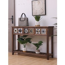 엔틱콘솔 거실 슬림 원목 콘솔 현관 테이블, 14. 체스트넛 3칸, 프레임 구조, 조립