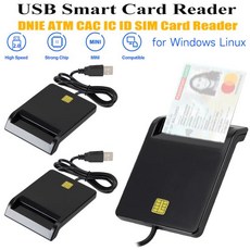 USB 2.0 스마트 카드 리더 Windows Linux용 SIM 카드 DNIE ATM CAC IC ID 뱅크, 1개