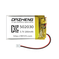리튬폴리머 배터리 충전지 502030 3.7V 200mAh, 1개, 1개입